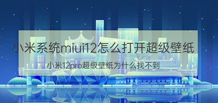 小米系统miui12怎么打开超级壁纸 小米12pro超级壁纸为什么找不到？